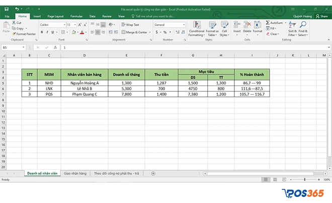 quản lý công nợ bằng excel