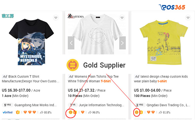 Lựa chọn các nhà cung cấp có biểu tượng vàng do Alibaba đánh giá
