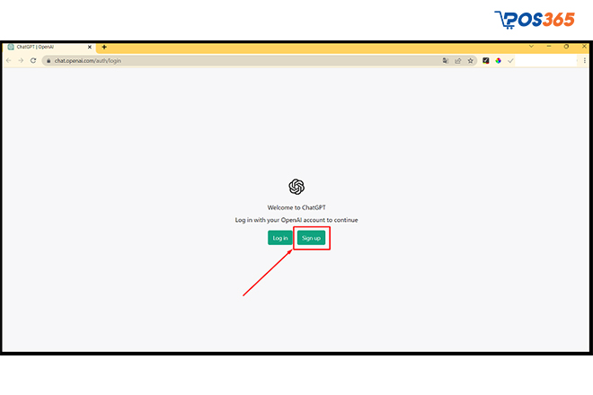 Vào trang web ChatGPT và chọn Sign up