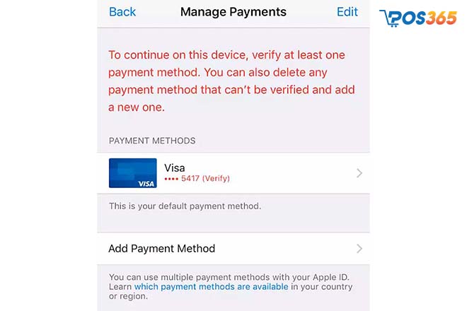 cập nhật thông tin thanh toán trên apple id