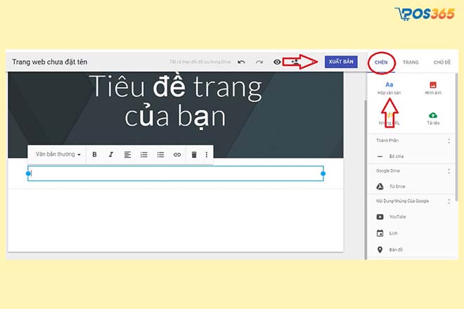 chèn nội dung trên google sites