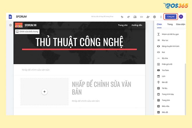 hoàn thành trang web trên google sites