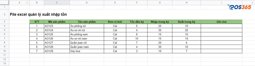 File quản lý xuất nhập tồn hàng hóa trên excel