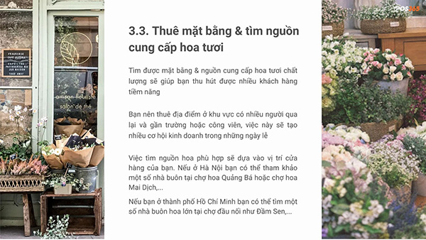  Thuê mặt bằng và nguồn cung cấp hoa tươi