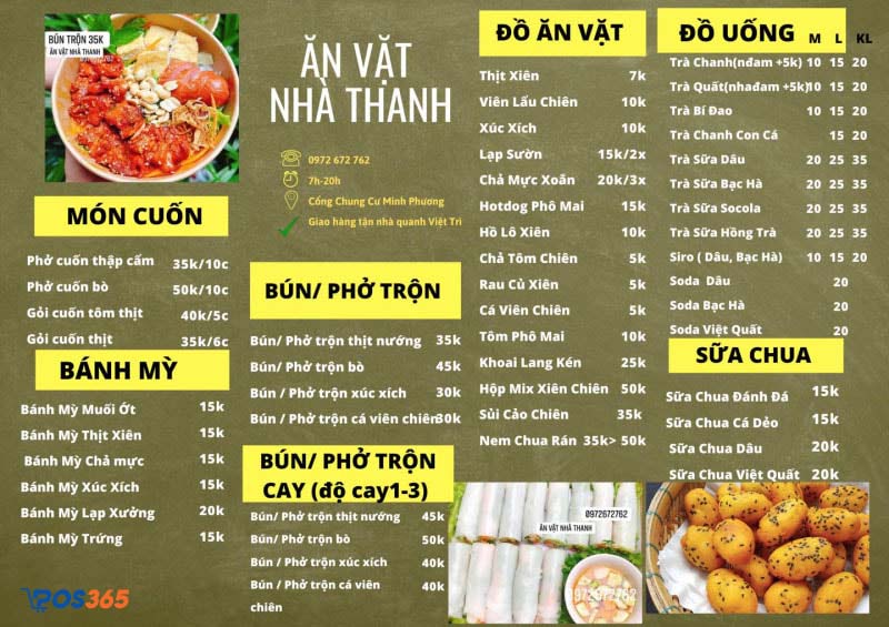 mẫu thiết kế menu quán ăn vặt độc đáo