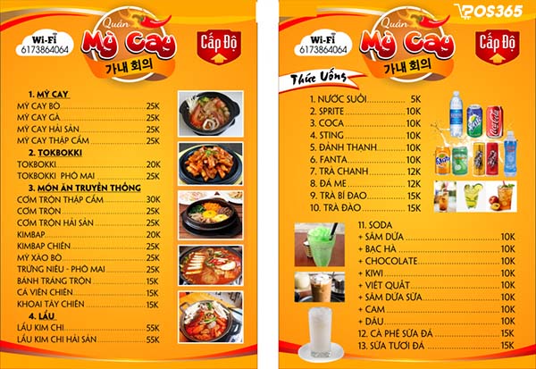 mẫu thiết kế menu quán ăn vặt dễ làm