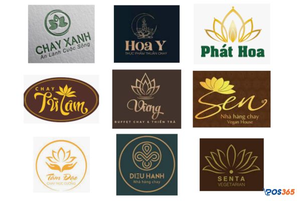 Logo nhà hàng chay có biểu tượng hình bông Sen