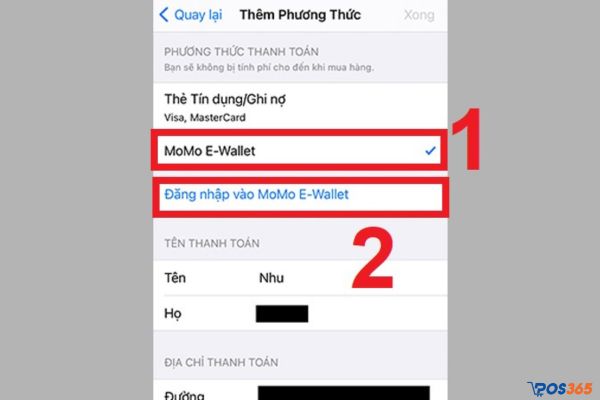 Click chọn vào mục Momo E-Wallet.